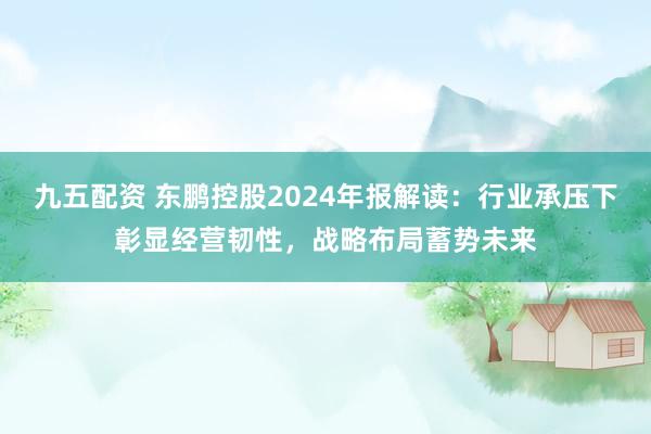 九五配资 东鹏控股2024年报解读：行业承压下彰显经营韧性，战略布局蓄势未来